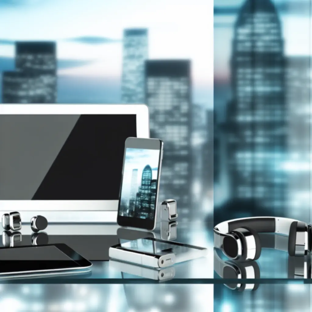 Nowoczesne centrum elektroniki z urządzeniami dopasowanymi do miejskiego stylu życia